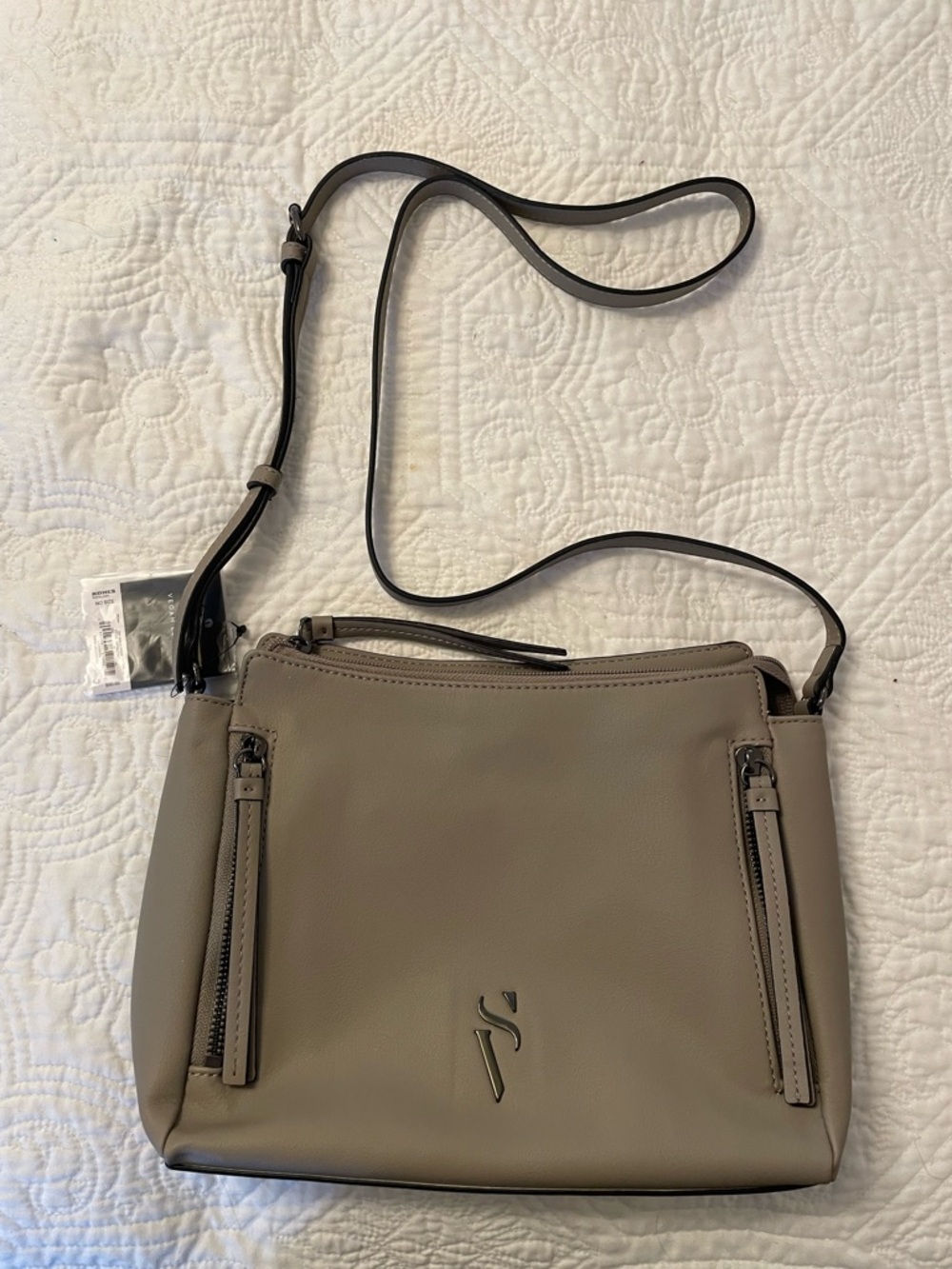 Vera Wang Taupe Crossbody Shoulder Bag - Women's Fashion